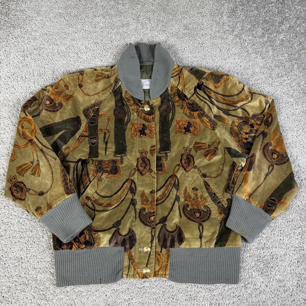 VTG Bogner Jacket Womens L Brown Velvet Bomber Equestrian Baroque Aristocratic